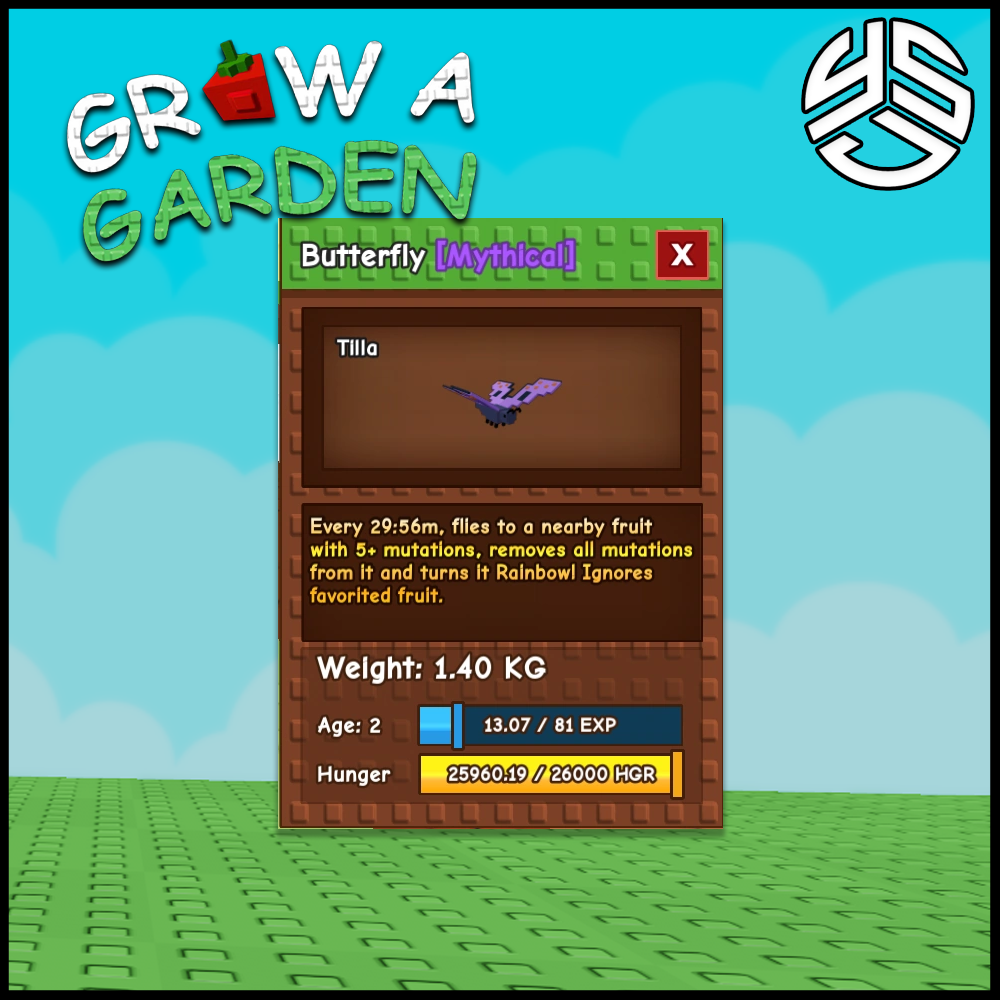 Tumbuh Taman BUTTERFLY PET 1.00% RARIITY [MYTHICAL]